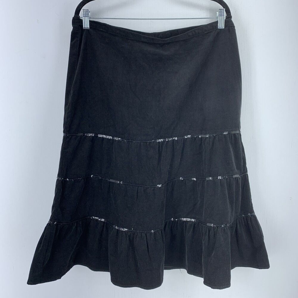 Vtg‎ Faded Glory 14 Tiered Skirt Whimsygoth Fairy Goth Sequins Cowgirl 90’s Y2K